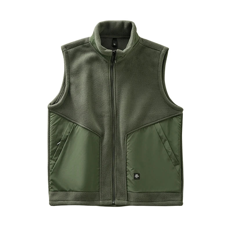 DUKEEN Men's Fleece Vest 2024 Winter New Sleeveless Warm Stand Collar Jackets Basic Men's Chlothing