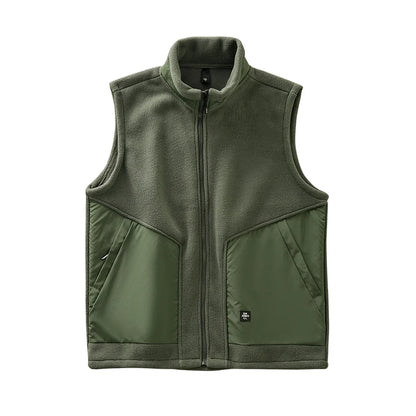 DUKEEN Men's Fleece Vest 2024 Winter New Sleeveless Warm Stand Collar Jackets Basic Men's Chlothing