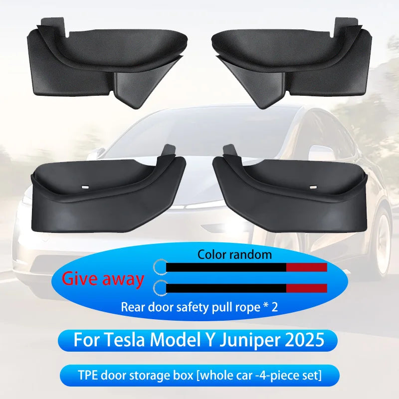 For Tesla New Model Y Juniper 2025 Door Side Organizer TPE Front And Rear Door Side Storage Box For Refresh Interior Accessories