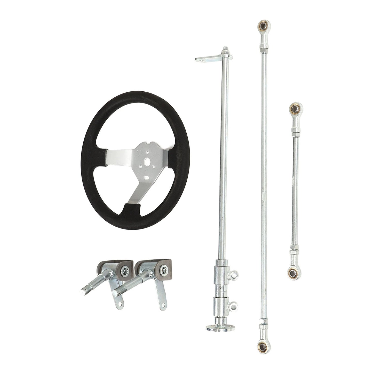 300mm Go Karts Steering Wheel Kit Tie Rod Ball Joint Gear Rack Shaft Kit for 100cc 125cc 140cc 150cc Go Kart Quad
