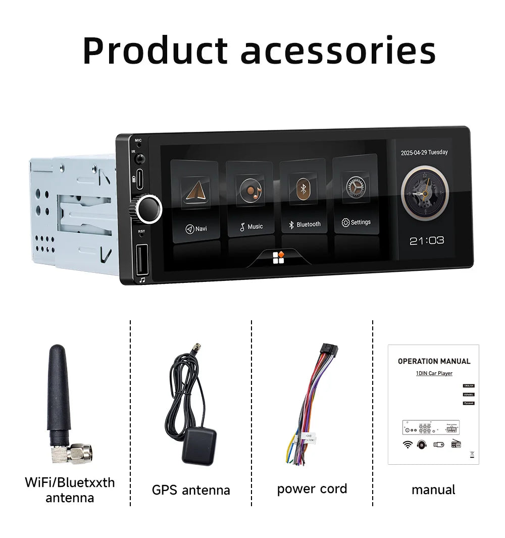 Car Intelligent Systems Android 13 1din Player Wireless Carplay Android Auto WIFI Internet GPS Navigation RDS BT Auto Stereo