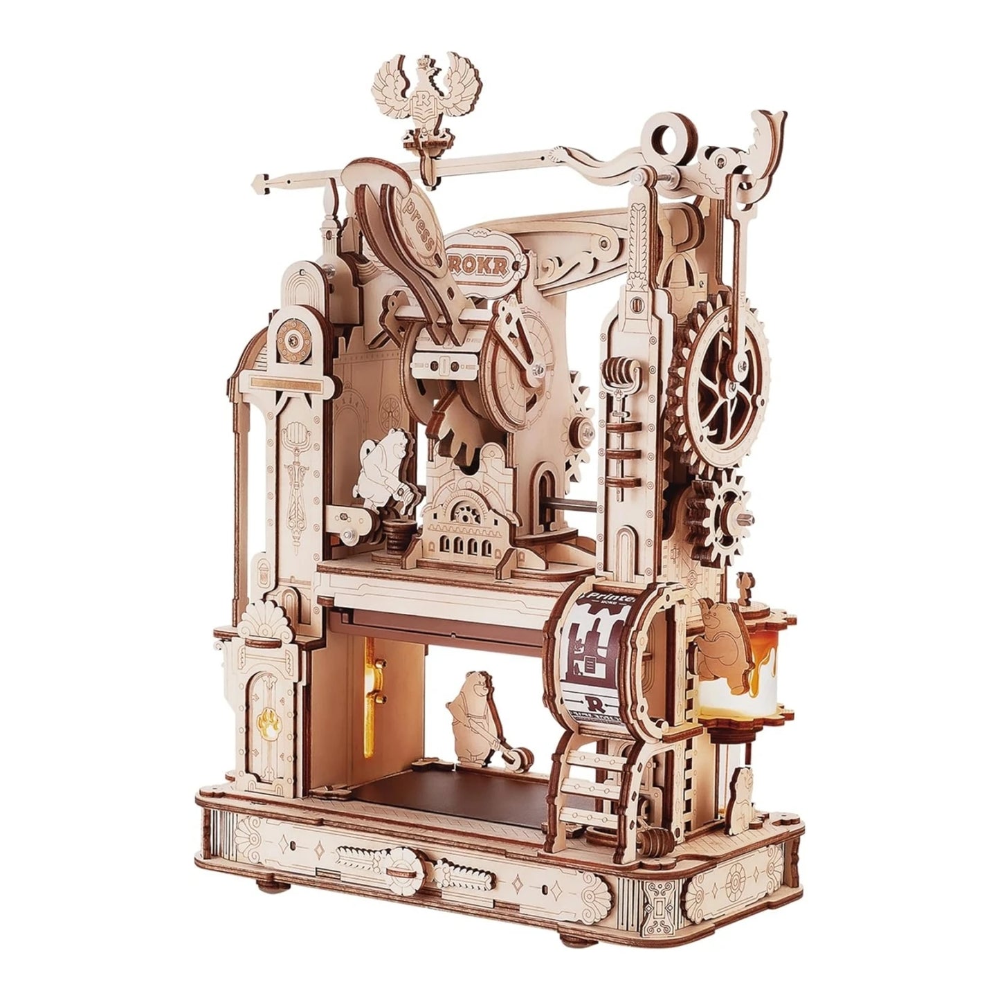 ROKR Classic Printing Press 3D Wooden Puzzle LK602, Building Block Set, Wooden Puzzle