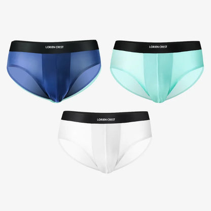3pcs Ice Silk Men's Underwear Seamless Ultra-Thin Double-Layer Crotch Breathable Men's Briefs Mid-Waist Sexy & Light