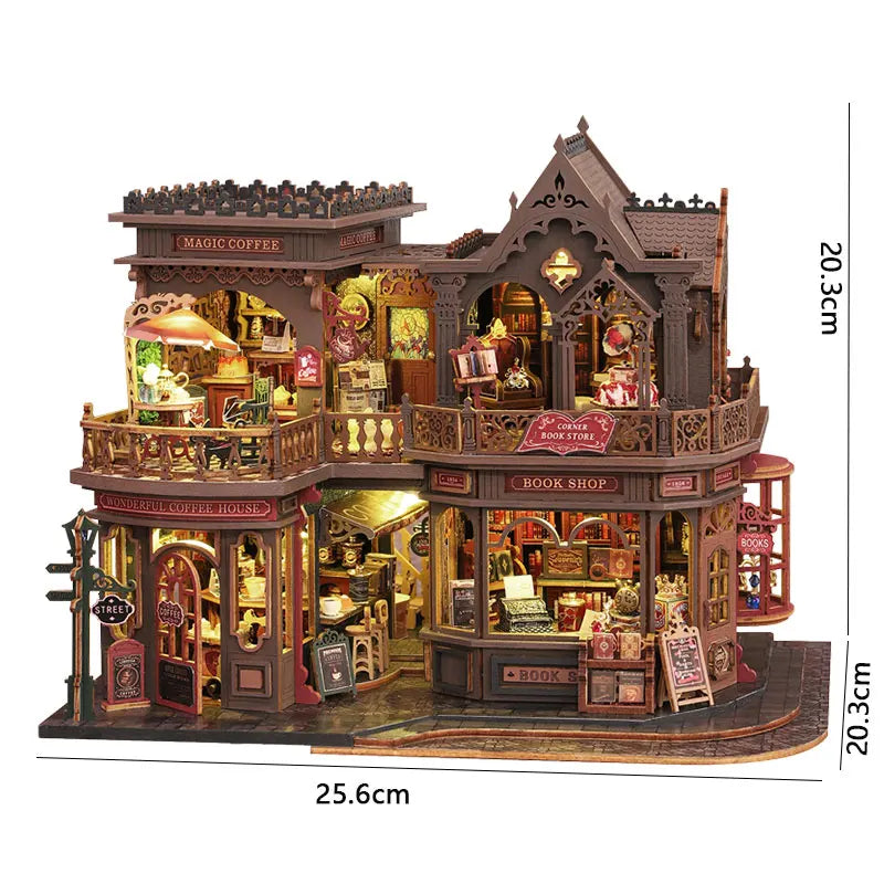 DIY 3D Puzzles Wooden Doll House Figurines Miniatures Bookend Assembled Houses Toys For Friends Birthday Gifts Home Decoration