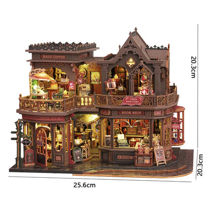 DIY 3D Puzzles Wooden Doll House Figurines Miniatures Bookend Assembled Houses Toys For Friends Birthday Gifts Home Decoration