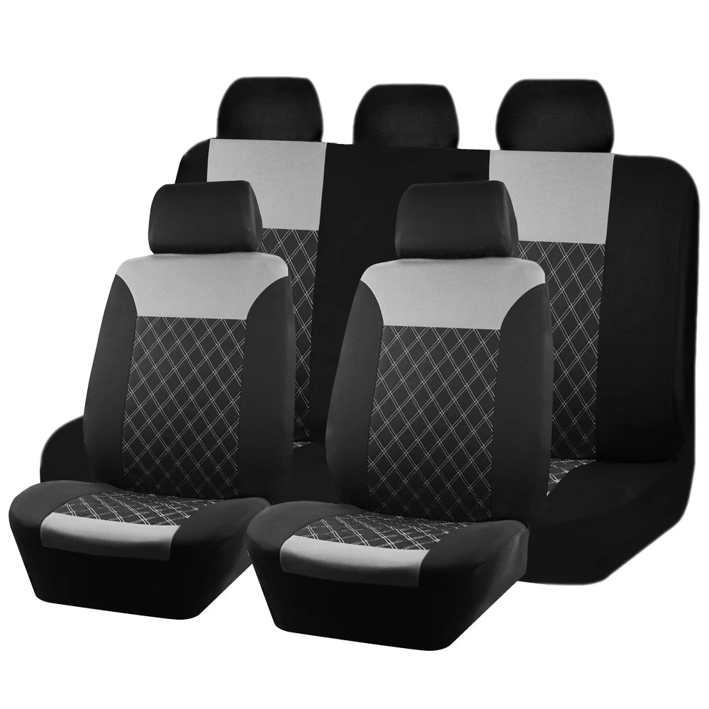 Car Seat Covers Double Line Embroidery Quilted Splicing Universal Size Fit For Most Car Polyester Fabric Seat Covers For Car
