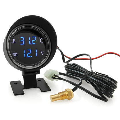 2 IN 1 Water Temperature Gauge Digital Led Voltmeter Water Temp Joint Pipe Sensor Car Truck Motorcycle Car Temperature Sensor