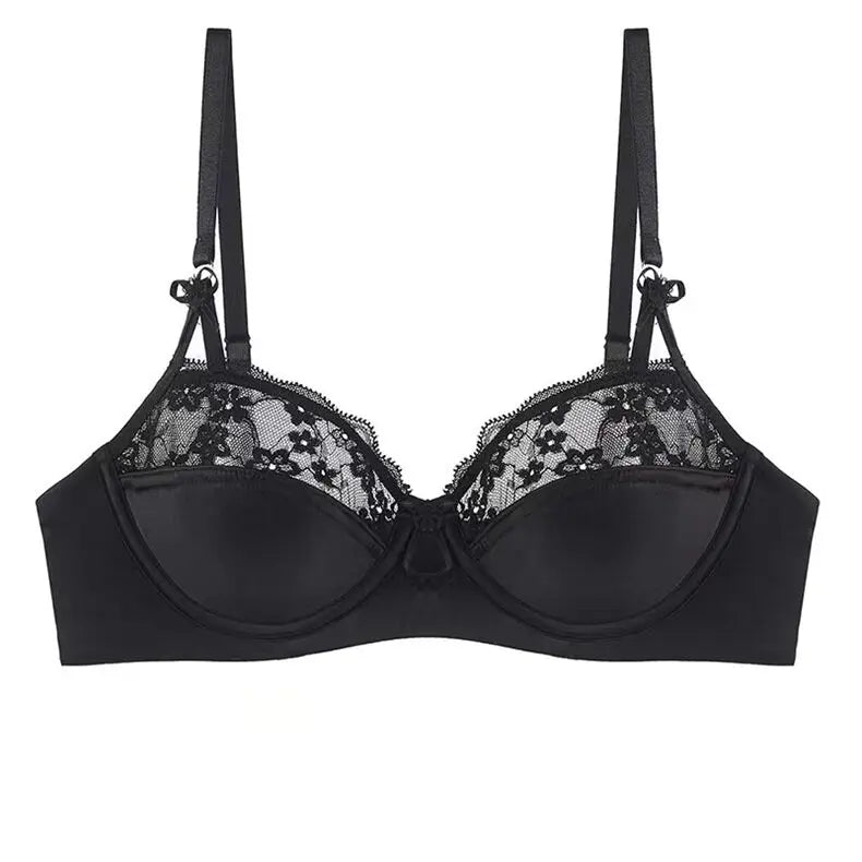 Thin Lace French Bra Set Women Minimizer Push Up Anti-Sagging Back Smoothing Side Support Comfort Sexy Daily Lingerie S-XL 32-38