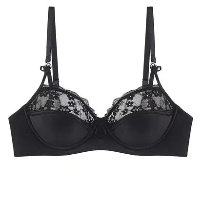 Thin Lace French Bra Set Women Minimizer Push Up Anti-Sagging Back Smoothing Side Support Comfort Sexy Daily Lingerie S-XL 32-38