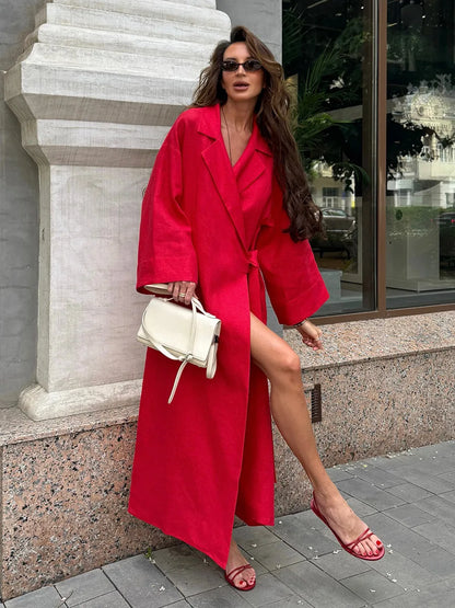Tossy Casual Loose Lace-Up Dress Female Lapel Long Sleeve High Waist Solid Autumn 2025 New Bandage Dress Women's Commute Dress