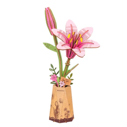 ROKR 3D Wooden Puzzle Flowers Bouquet Wooden Bloom Craft Model Kits Eternal Flowers Romantic Gift for Birthday Mother's Day