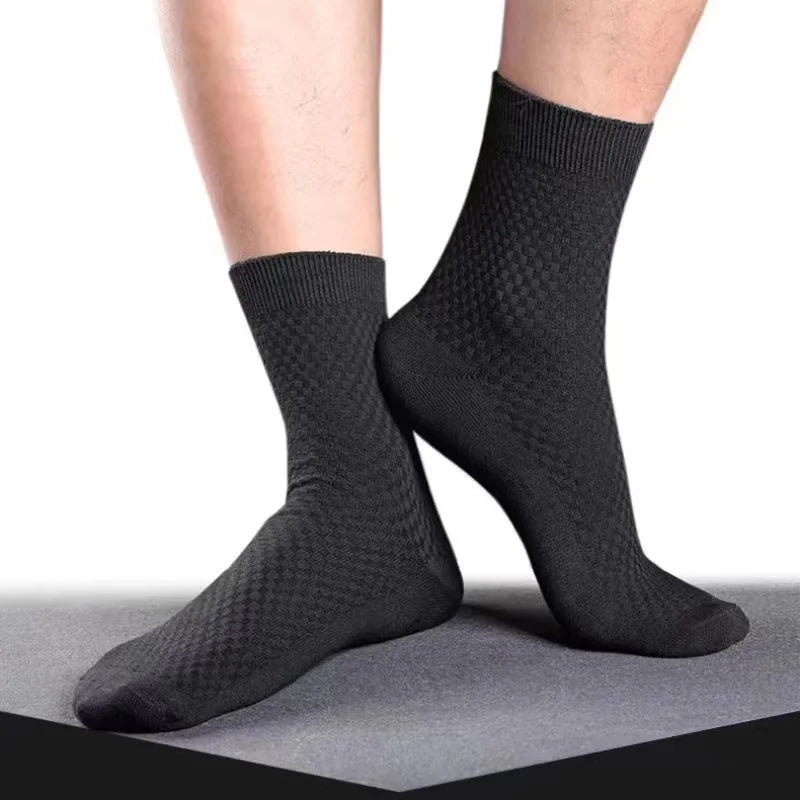 10 Pairs/Lot Men's Socks Bamboo Fiber Business Socks Breathable Deodorant Casual Socks, Large Size EU 38-46, High Quality