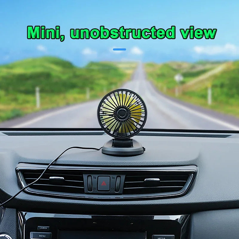 360° Adjustable Car Fan with 1/2/3 Heads Electric Air Circulator USB/12V/24V Silent Fan for Home Desk Office Car RV Truck