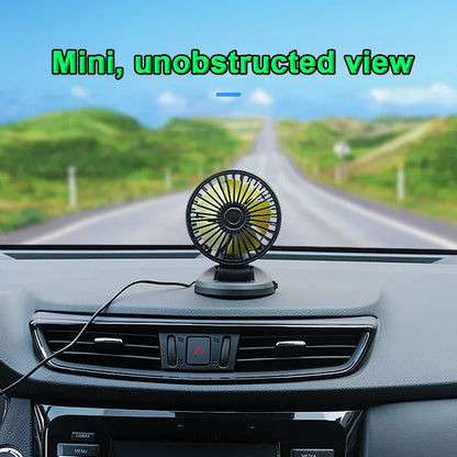 360° Adjustable Car Fan with 1/2/3 Heads Electric Air Circulator USB/12V/24V Silent Fan for Home Desk Office Car RV Truck