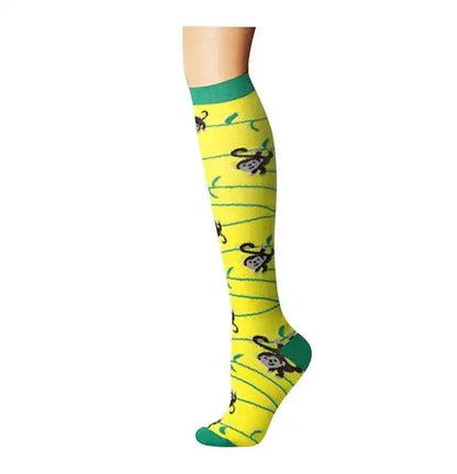 Sport Compression Stockings Funny Pattern Halloween ballon Dot Leg Pressure Running Cycling Multi Color Compress Socks