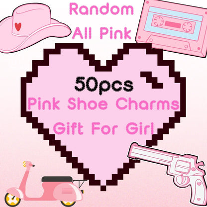 10/20/50/100pcs Random All Pink Shoe Charms Cartoon Cute Animal Plant Shoe Decorations Pins for Women Girl Sandals  Accessories