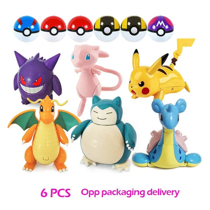Pokemon Pokeball Figure Pikachu Dragonite Lapras Psyduck Mewtwo Gyarados Solgaleo Lunala Eevee Poke Ball Toy Kids Birthday Gift