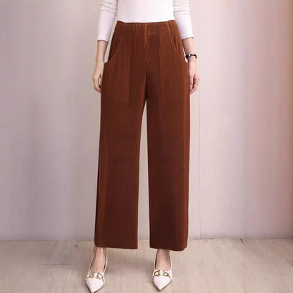 Miyake Pleated Fall Women Pants New High-waisted Thin Casual Pants Temperament Fashion Versatile Office Commuting Women's Pants