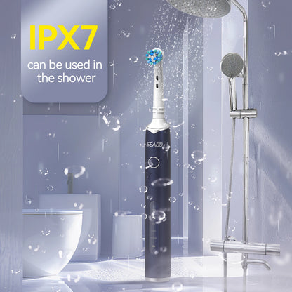 Seago Rotating Electric Rechargeable Toothbrush Teeth Cleaning with 8 Brush Toothbrush Heads 5 Modes Portable Smart Timer