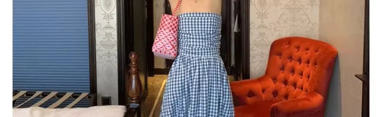 Thai Vacation Style Off-Shoulder Wrap Dress Women's Summer Design Sensation Waist-Cinching Tube Top Long Dress