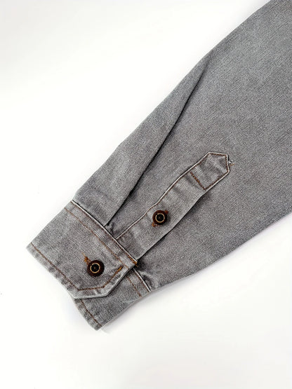 New style denim shirt, long-sleeved, new trend, men's casual shirt, versatile and high-end, double-pocket tie-dye top, color-mat