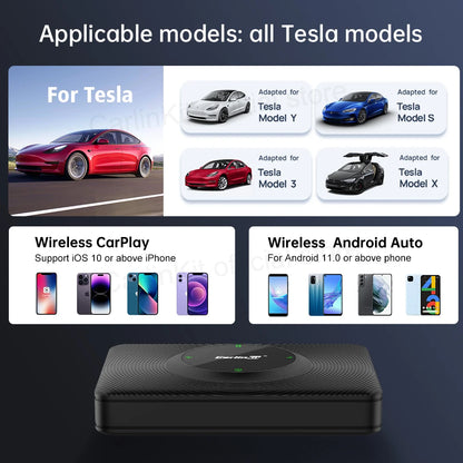 CarlinKit T2C For Tesla Upgrade CarPlay Wireless Android Auto Universal Model 3 Model Y X S 5Ghz WiFi CarPlay Ai Box SpotifyWaze