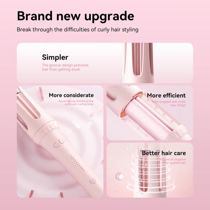 Automatic Rotating Curling Iron 32mm Negative Ions Curling Wand for Beach Waves Anti-Scald Hair Curler for Women