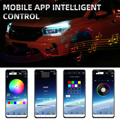 Dynamic Drl RGB Universal LED Headlights Strip Sequential Tun Signal Strip Neon Welcome Lamp Daytime Running Lights APP Control