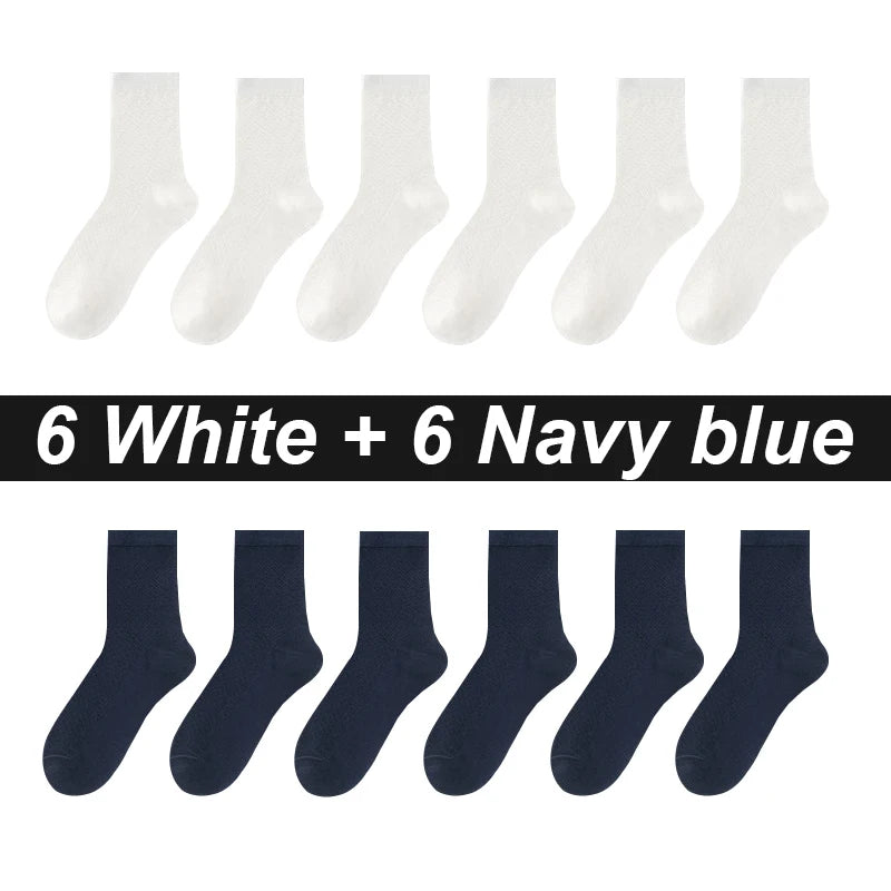 12Pairs Bamboo Fiber Socks Men Casual Business Mesh Breatheable Anti-Bacterial Comfortable High Quality Sock Male Size EU38-45