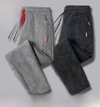 Men's Corduroy Pants Loose Casual Thickened Autumn Winter Straight Leg Zipper Decoration Business Casual Fashion Trend