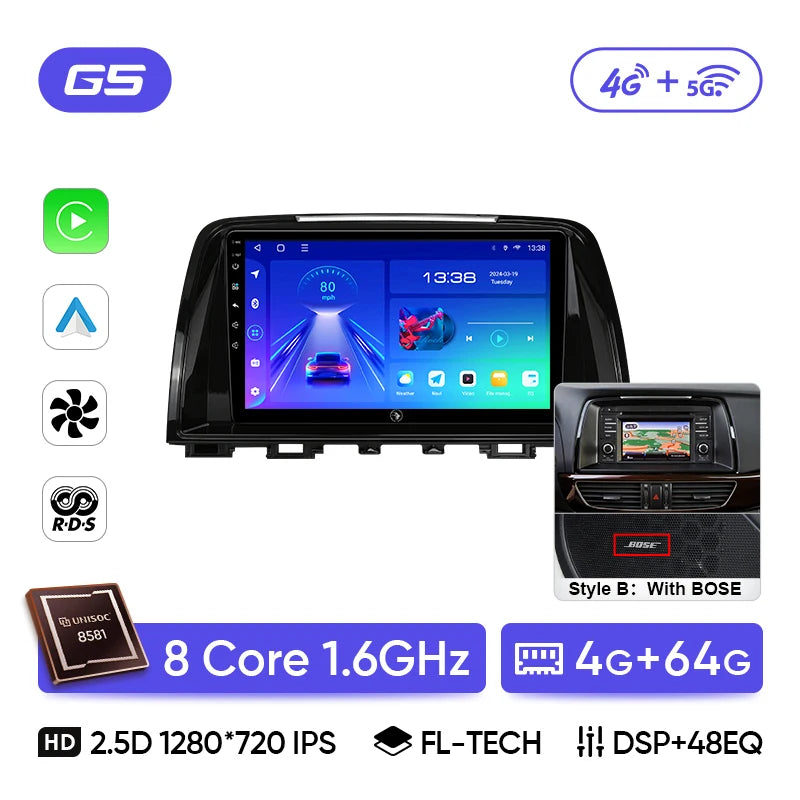 Ainavi Car Multimedia Player For Mazda 6 GJ Atenza 2013 2014 2015 Touring Sport GT wireless Carplay Android Auto 4G Wifi 2din