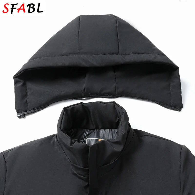 New Hooded Warm Parka With Pockets Winter Jackets for Men's Winter Coats Windbreak Fleece Lining Men's Winter Jacket Coat Luxury