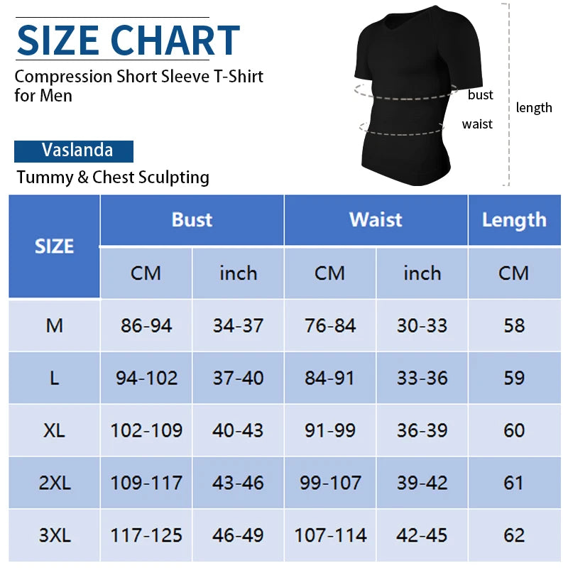 Men V-Neck Compression Shapewear Shirt Tummy Control Slim Body Shaper Short Sleeve Undershirt