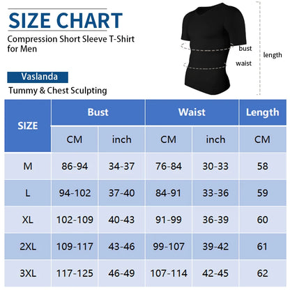 Men V-Neck Compression Shapewear Shirt Tummy Control Slim Body Shaper Short Sleeve Undershirt