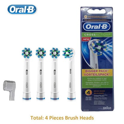 Oral-B EB50 Cross Action Teeth Clean Round Head Replacement Brush Heads for Adult Rotation Type Tooth Brush Black 4PC/Pack