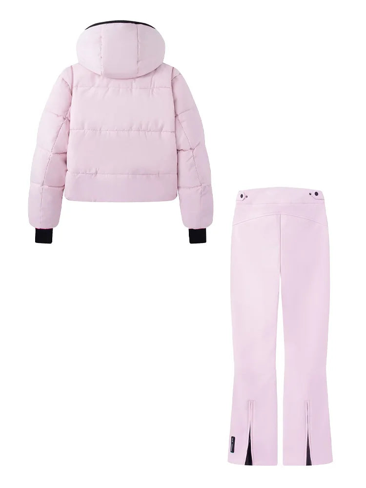 HH Women Fashion Pocket Long Sleeve Zipper Hooded Skiing Cotton-padded Drawstring Jacket+High Waist Casual Winter 2026 Pant Set