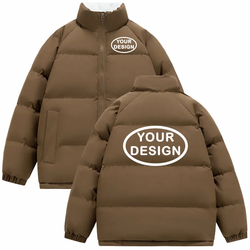 New Men's Parker Coat Logo Customized Printed Warm Casual Jacket Thickened Winter Coat Down Jacket Solid Color Fashion Jacket