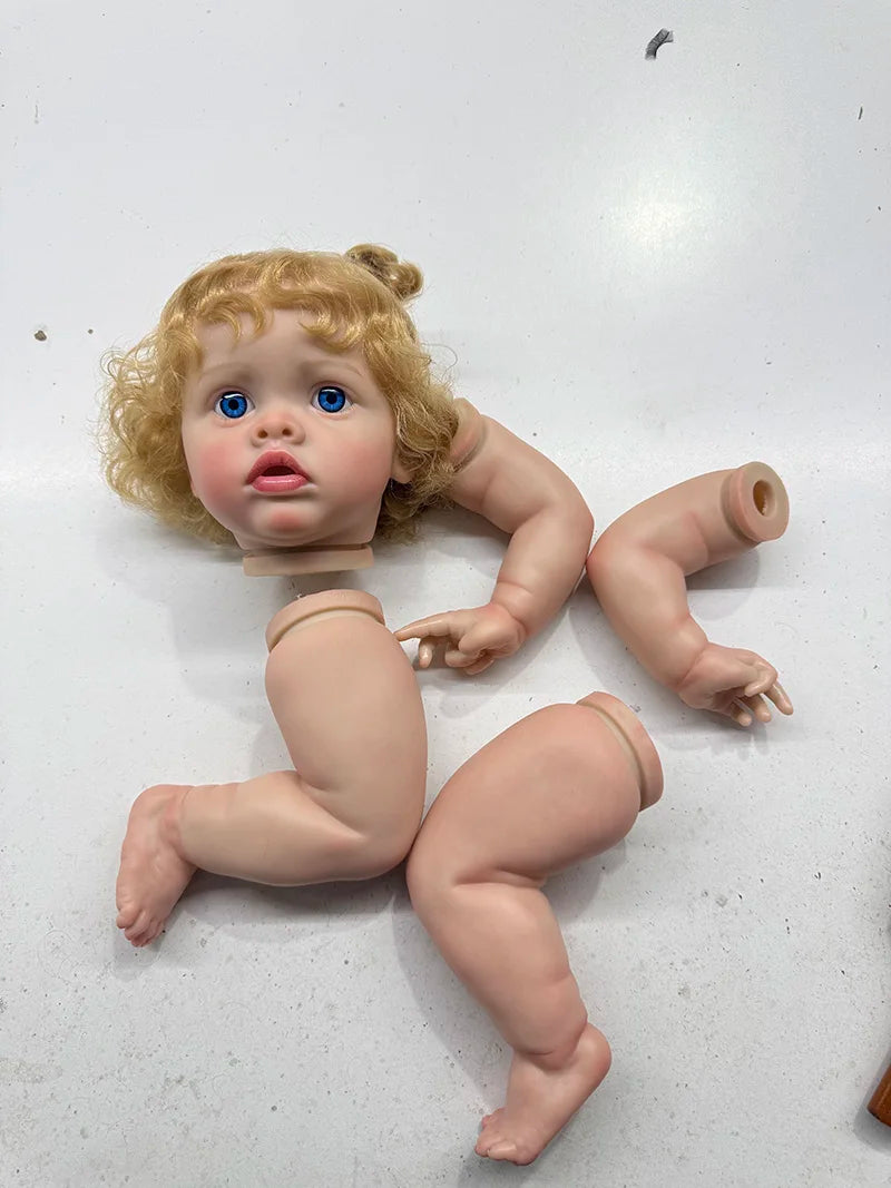 NPK 20'' Reborn Benjamin Unassembled Doll Parts 3D Pained Skin with Rooted Hair Cloth Body and Eyes DIY Doll Kit