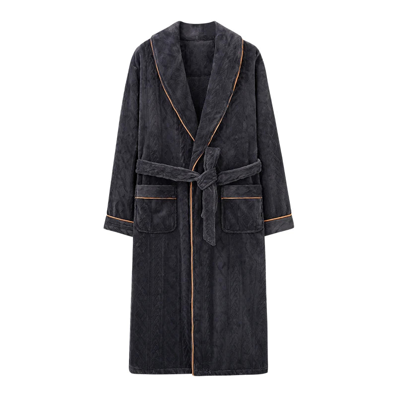 Autumn Winter Bathrobe Men Thick Flannel Sleep Top Kimono Robes For Male Coral Fleece Robes Long Bath Robe Bride Dressing Gown