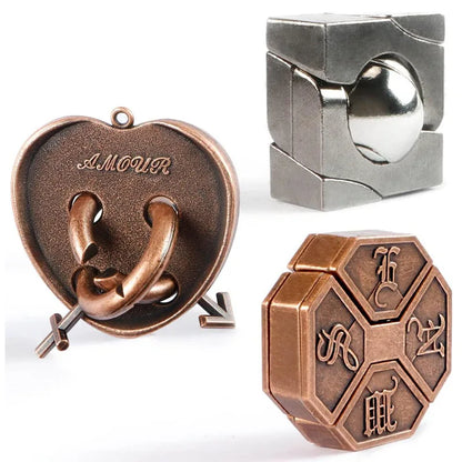 Metal Puzzle Brain Teaser 3PCS Set Casse Tete Difficile Rompecabezas IQ Test Mind Games Toys For Kids Adults Juegos De Ingenio