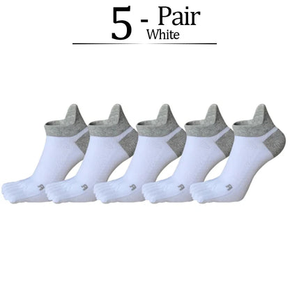5 Pairs/lot Man Sport 5 Finger Socks Cotton Solid Sweat-Absorbing Breathable Shallow Mouth Fitness Travel Ankle Boat Toe Socks