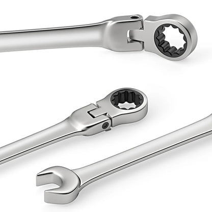 Ratchet Spanner Wrench Set Gear Ring Ratcheting Combination Wrench Kit Metric Flexible Head with Canvas Bag  Metric Flex Head