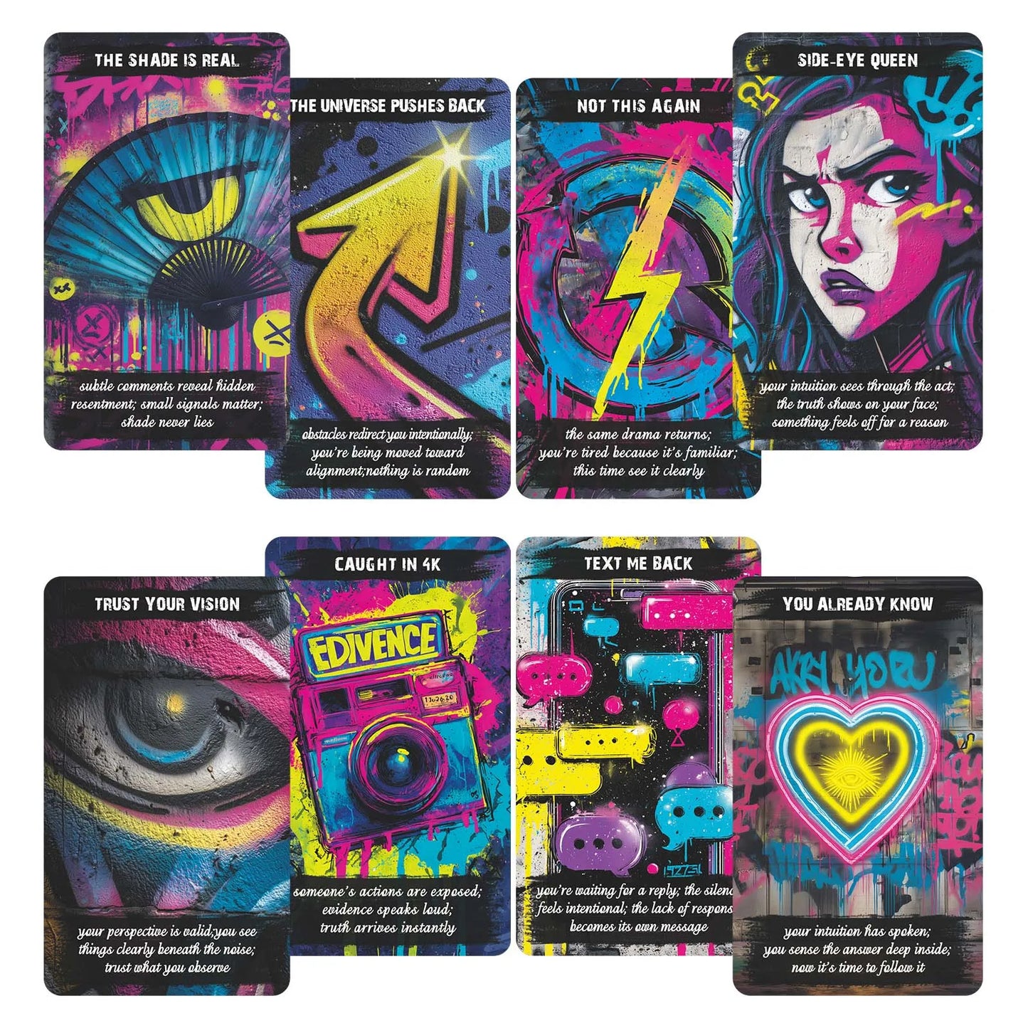 Urban Truth Oracle Cards Game, 80 Cards, Street Graffiti Culture Inspiration, Raw and Sharp Language, 13x8 Cm, Card Deck