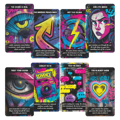 Urban Truth Oracle Cards Game, 80 Cards, Street Graffiti Culture Inspiration, Raw and Sharp Language, 13x8 Cm, Card Deck