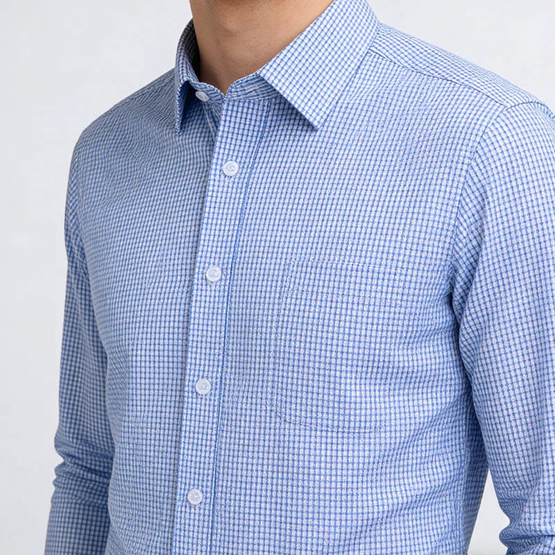 Men's High-quality Fashion Casual Print Plaid Stripe Long Sleeve Shirts Single Pocket Comfort Fit Business Formal Office Blouses