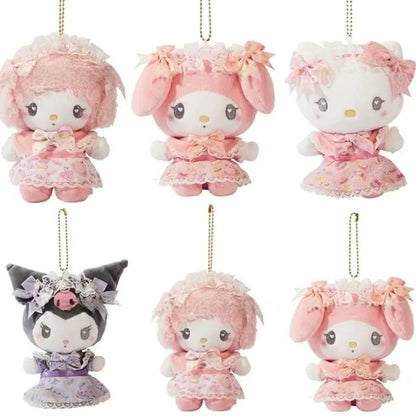NEW Maid Lolita skirt Series My Melody pink dress My Sweet Piano Kuromi Sanrio Plush Keyring Hello Kitty Small Pendant Toys gift
