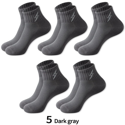 Performance Socks Men Quarter Ankle Athletic Running Hiking Cushion Breathable Ventilation Cotton Sports 5 Pairs