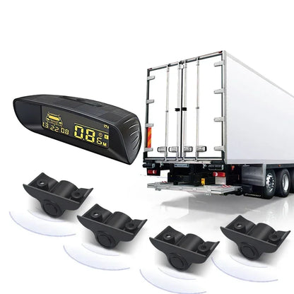 Truck Parktronic Backup Radar Parking Sensor 4 Kit Reversing  LCD Display for Van Rv Lorry Trailer Detector Voice Beep Alarm..