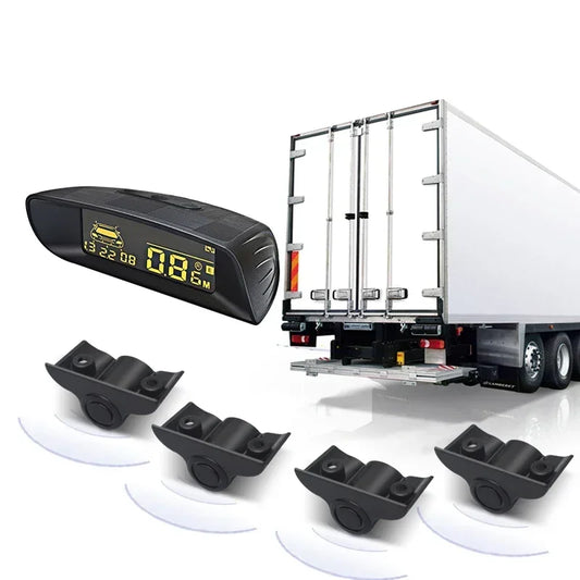 Truck Parktronic Backup Radar Parking Sensor 4 Kit Reversing  LCD Display for Van Rv Lorry Trailer Detector Voice Beep Alarm..