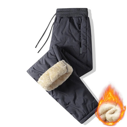 2024 New Winter Down Cotton Pants Men's Plush Thick Wool Warm Sports Pants Casual Waterproof Windproof Cold-proof Cotton Pants